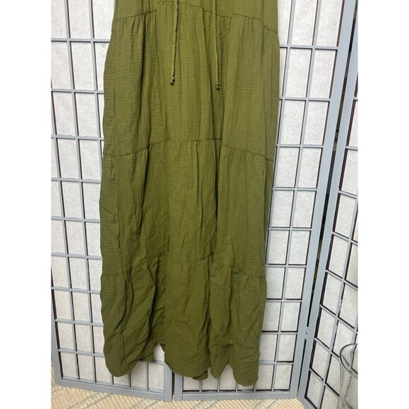 TAHARI Boho MAXI DRESS Sleeveless, High neck, Tiered Hem Green size small - Picture 3 of 9